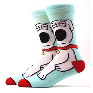 Family Guy | Brian Griffin | Cartoon Character Socks | Gift | Blue | Red